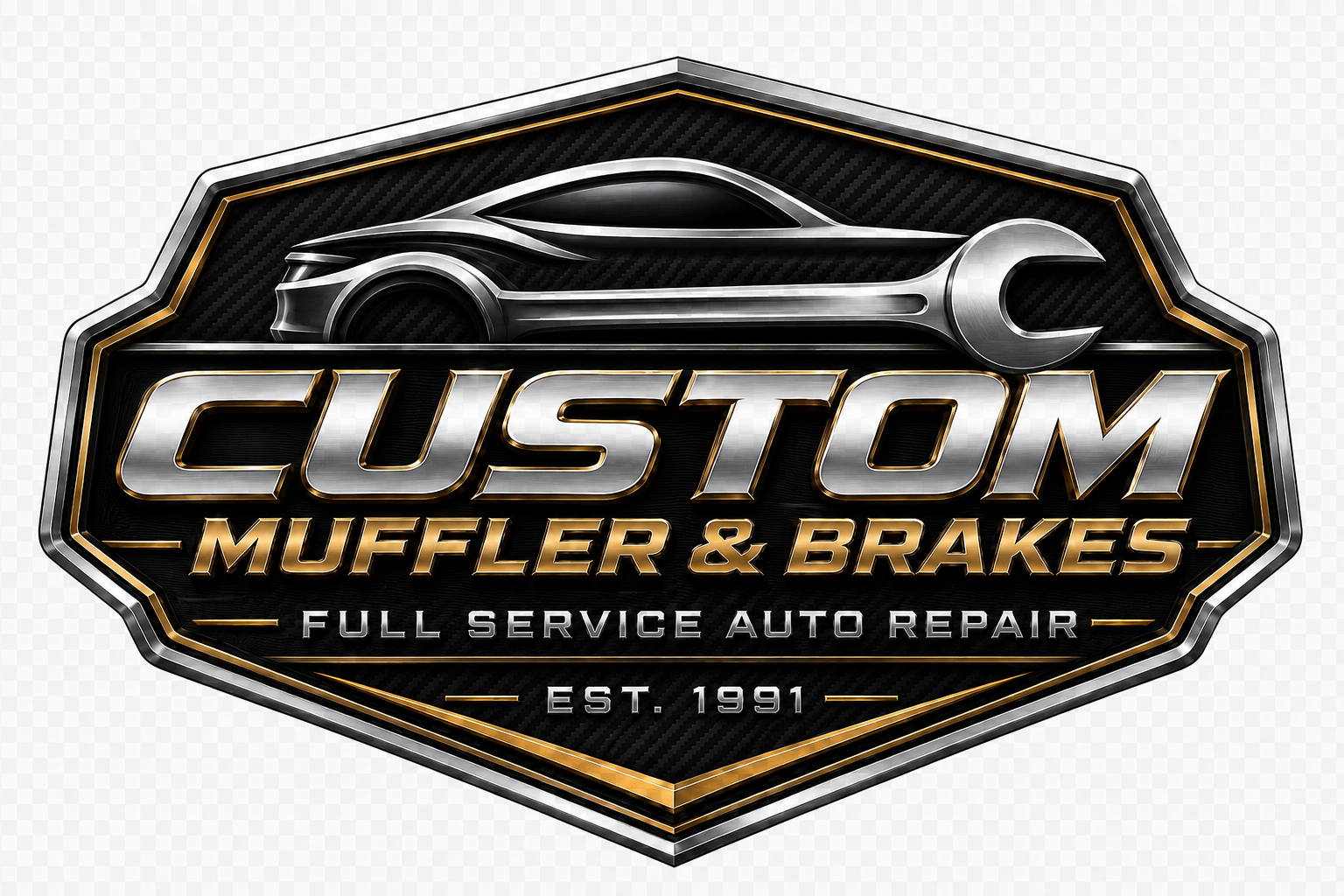Custom Muffler & Brakes — full service auto repair, established 1991