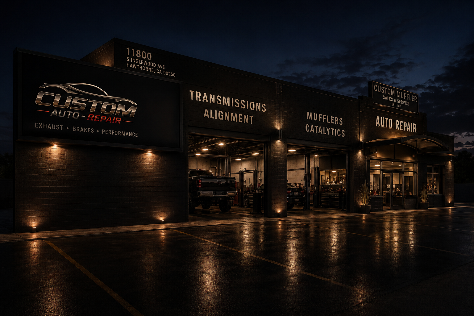 Custom Muffler & Brakes shop on S Inglewood Ave