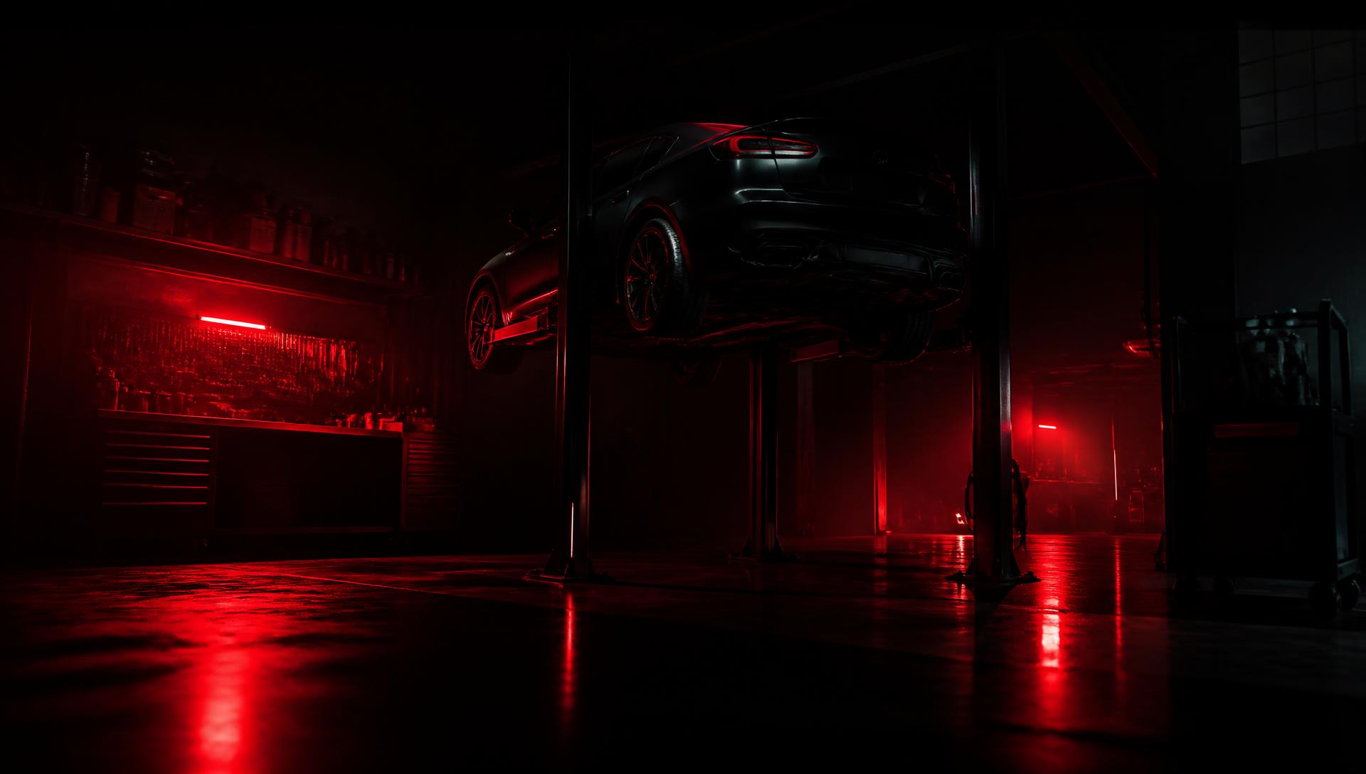 Diagnostic work underway in the Custom Muffler & Brakes service bay
